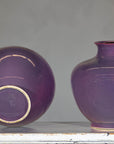 Pair of Purple Ceramic Vases with Glossy Finish and Rounded Bellies