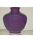 Pair of Purple Ceramic Vases with Glossy Finish and Rounded Bellies