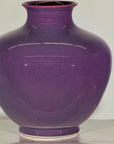 Pair of Purple Ceramic Vases with Glossy Finish and Rounded Bellies