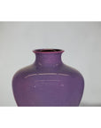 Pair of Purple Ceramic Vases with Glossy Finish and Rounded Bellies