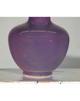 Pair of Purple Ceramic Vases with Glossy Finish and Rounded Bellies