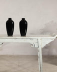 Pair of Vintage Black Porcelain Vases with Glossy Glaze and Narrow Necks
