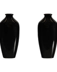 Pair of Vintage Black Porcelain Vases with Glossy Glaze and Narrow Necks