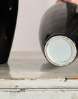 Pair of Vintage Black Porcelain Vases with Glossy Glaze and Narrow Necks
