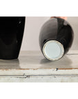Pair of Vintage Black Porcelain Vases with Glossy Glaze and Narrow Necks