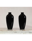 Pair of Vintage Black Porcelain Vases with Glossy Glaze and Narrow Necks