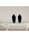 Pair of Vintage Black Porcelain Vases with Glossy Glaze and Narrow Necks