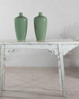 Pair of Vintage Celadon Porcelain Vases with Elegant Crackled Glaze