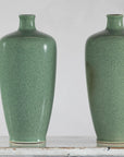 Pair of Vintage Celadon Porcelain Vases with Elegant Crackled Glaze