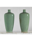 Pair of Vintage Celadon Porcelain Vases with Elegant Crackled Glaze