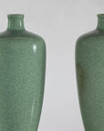 Pair of Vintage Celadon Porcelain Vases with Elegant Crackled Glaze