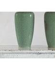 Pair of Vintage Celadon Porcelain Vases with Elegant Crackled Glaze