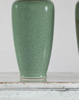 Pair of Vintage Celadon Porcelain Vases with Elegant Crackled Glaze
