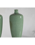 Pair of Vintage Celadon Porcelain Vases with Elegant Crackled Glaze