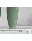 Pair of Vintage Celadon Porcelain Vases with Elegant Crackled Glaze