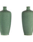 Pair of Vintage Celadon Porcelain Vases with Elegant Crackled Glaze