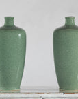 Pair of Vintage Celadon Porcelain Vases with Elegant Crackled Glaze