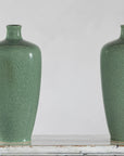 Pair of Vintage Celadon Porcelain Vases with Elegant Crackled Glaze