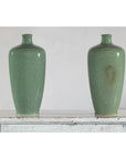 Pair of Vintage Celadon Porcelain Vases with Elegant Crackled Glaze