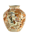 Early 20th-Century Kutani-Style Porcelain Vase with Scenic and Floral Designs