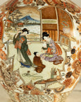 Early 20th-Century Kutani-Style Porcelain Vase with Scenic and Floral Designs