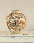 Early 20th-Century Kutani-Style Porcelain Vase with Scenic and Floral Designs