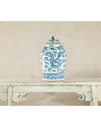 Qing Dynasty Blue and White Porcelain Dragon Jar with Lid and Foo Dog Finial