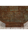 Vintage Bronze Bottle with Etched Motifs and Aged Green Patina, Han Style