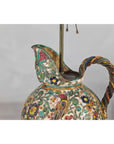 Majolica-Style Mid-Century Ceramic Table Lamp with Birds and Floral Motifs