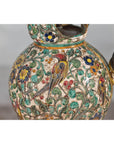 Majolica-Style Mid-Century Ceramic Table Lamp with Birds and Floral Motifs