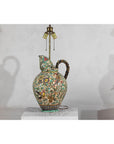 Majolica-Style Mid-Century Ceramic Table Lamp with Birds and Floral Motifs