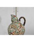 Majolica-Style Mid-Century Ceramic Table Lamp with Birds and Floral Motifs