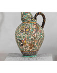 Majolica-Style Mid-Century Ceramic Table Lamp with Birds and Floral Motifs