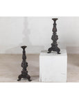 Baroque-Style Ornate Metal Candlesticks with Cherub, Volute and Garland Motifs