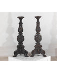 Baroque-Style Ornate Metal Candlesticks with Cherub, Volute and Garland Motifs