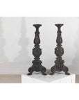 Baroque-Style Ornate Metal Candlesticks with Cherub, Volute and Garland Motifs