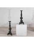 Baroque-Style Ornate Metal Candlesticks with Cherub, Volute and Garland Motifs