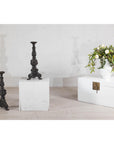 Baroque-Style Ornate Metal Candlesticks with Cherub, Volute and Garland Motifs