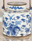 Blue and White Porcelain Teapot with Mythical Qilin and Auspicious Cloud Motifs
