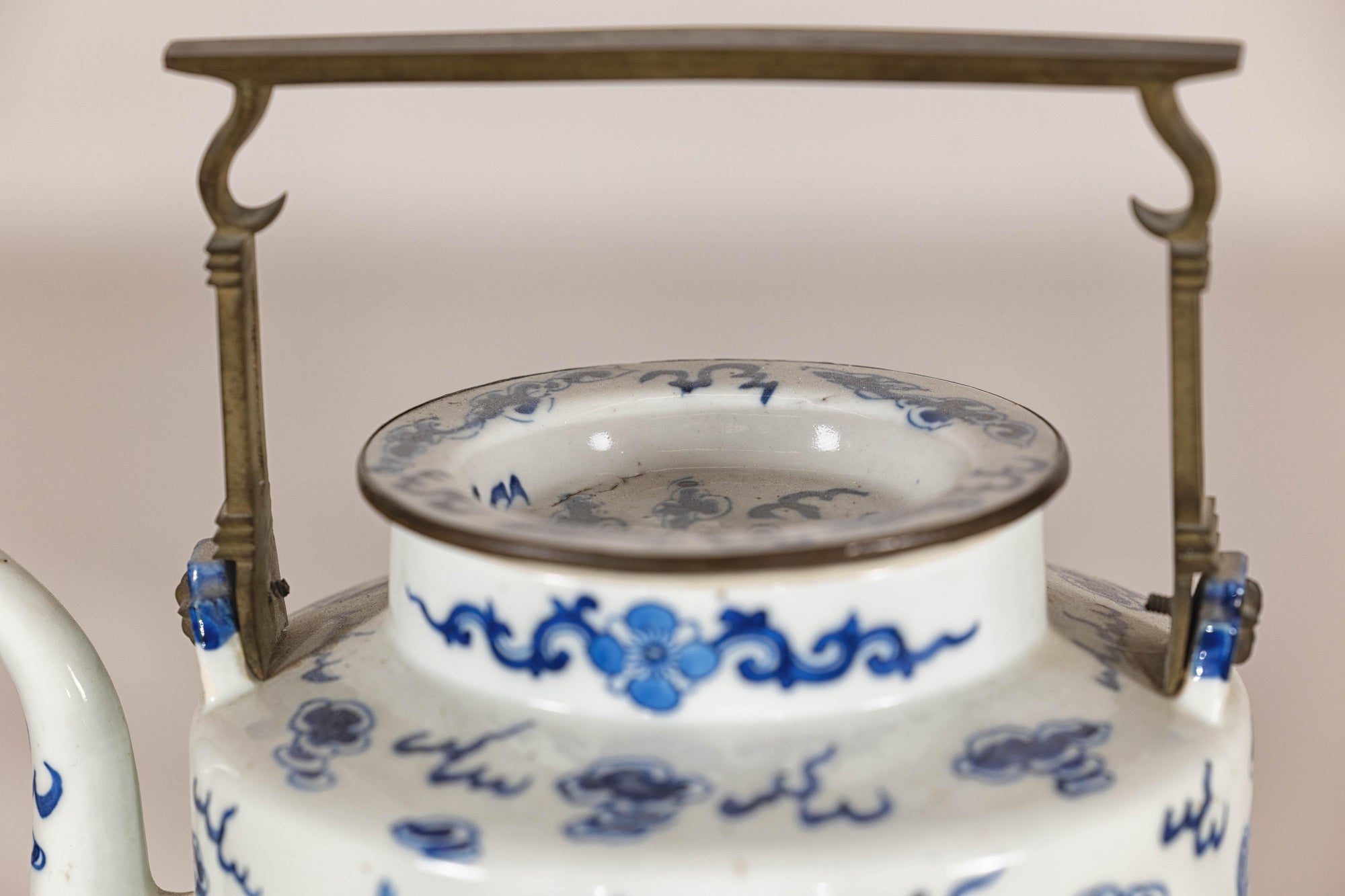 Blue and White Porcelain Teapot with Mythical Qilin and Auspicious Cloud Motifs