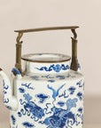 Blue and White Porcelain Teapot with Mythical Qilin and Auspicious Cloud Motifs