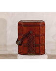 Vintage Reddish Brown Lacquer Woven Rattan Picnic Basket with Bamboo Handle