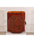 Vintage Reddish Brown Lacquer Woven Rattan Picnic Basket with Bamboo Handle