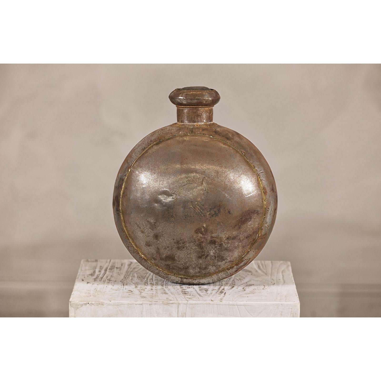 Antique Metal Surahi Decorative Water Vessel, Early 20th Century