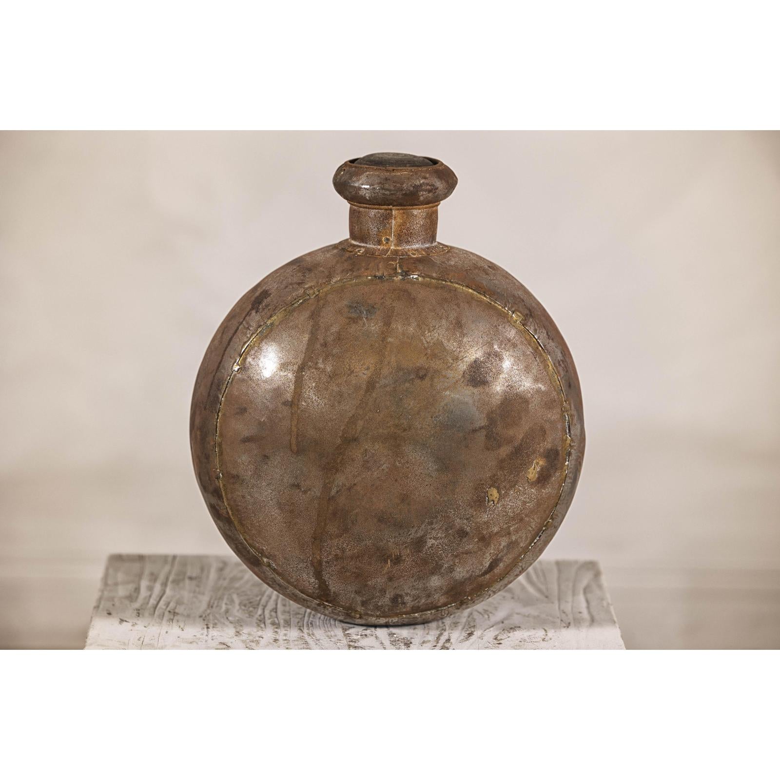 Antique Metal Surahi Decorative Water Vessel, Early 20th Century