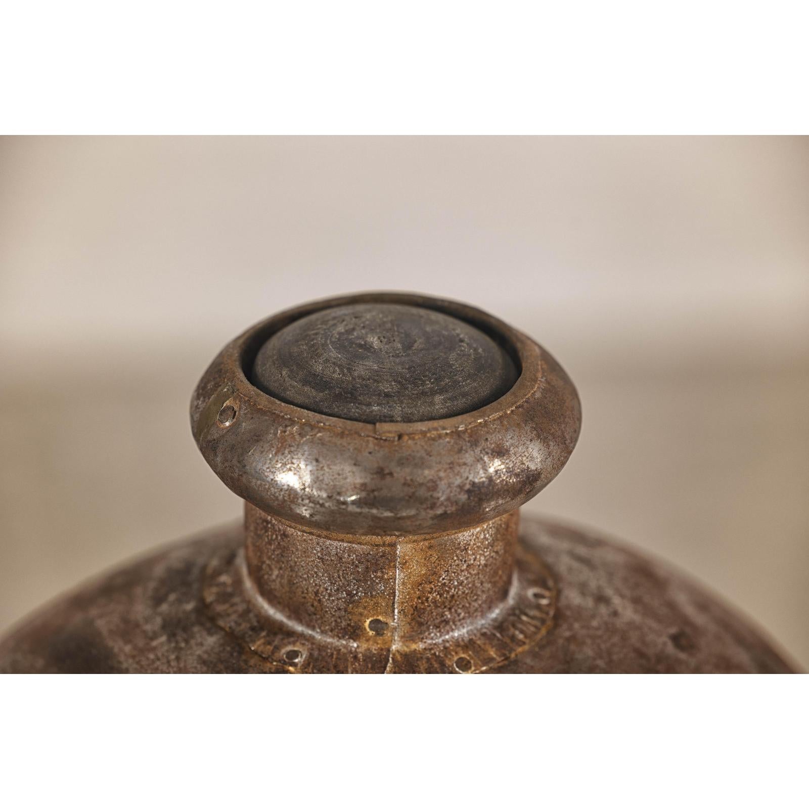 Antique Metal Surahi Decorative Water Vessel, Early 20th Century