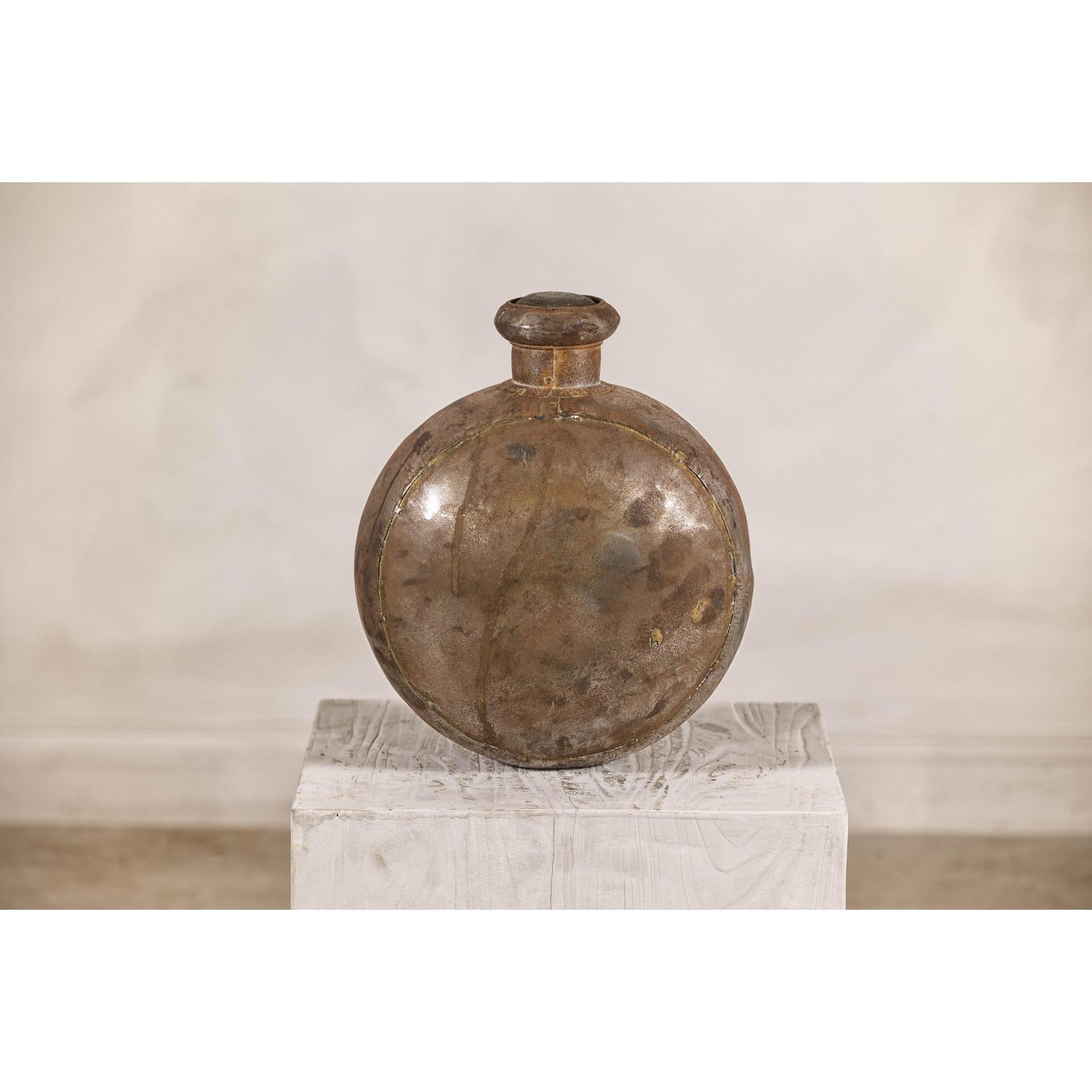 Antique Metal Surahi Decorative Water Vessel, Early 20th Century