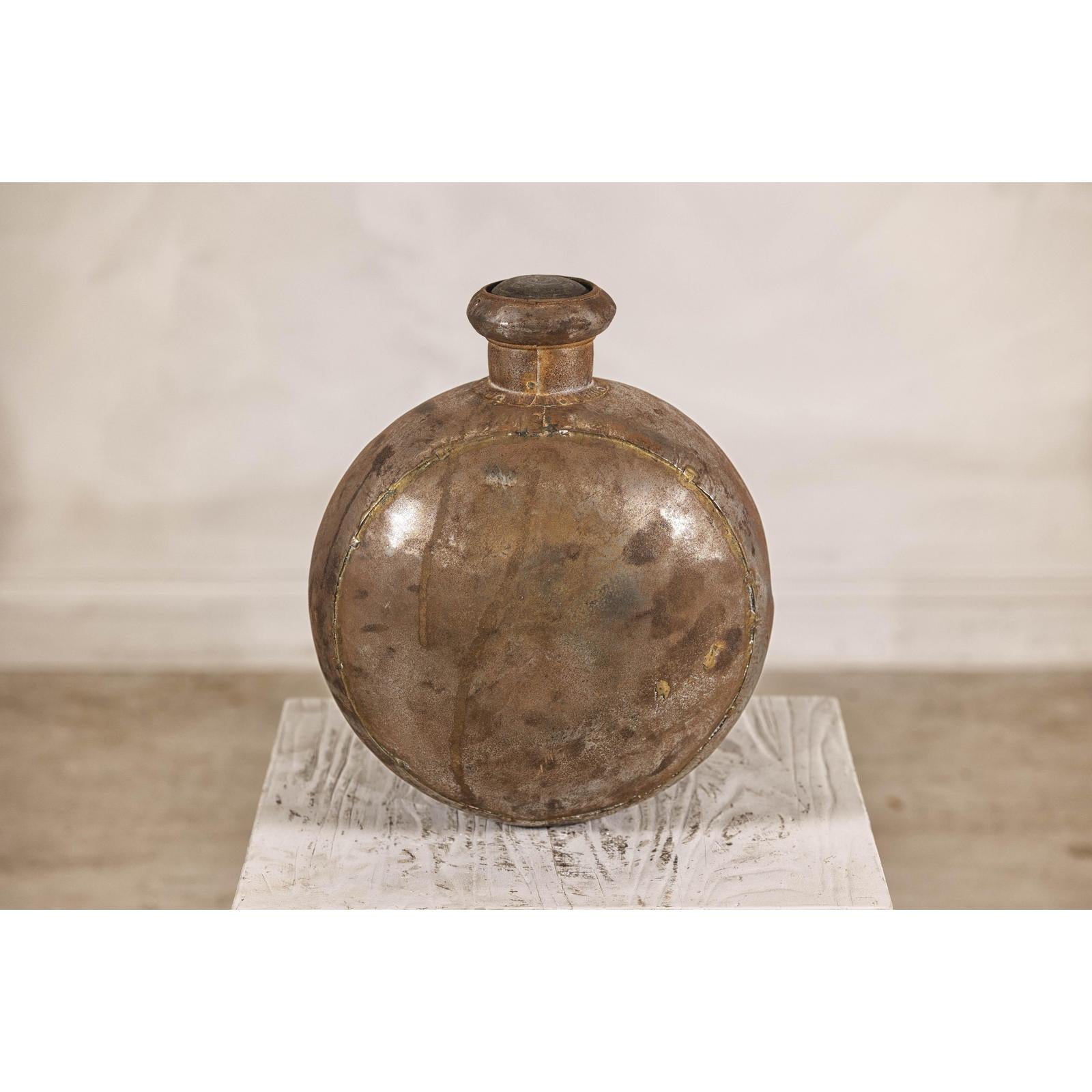 Antique Metal Surahi Decorative Water Vessel, Early 20th Century