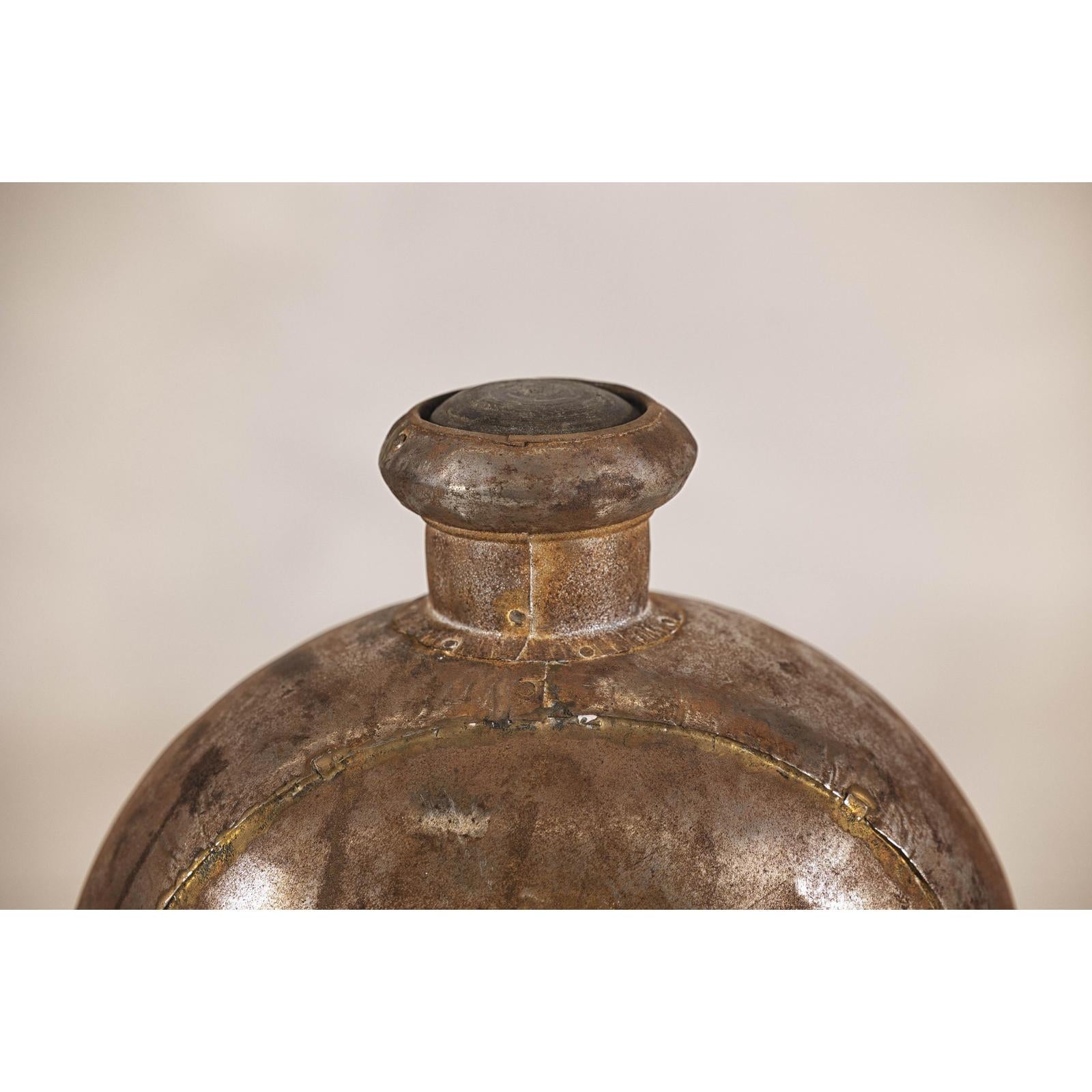 Antique Metal Surahi Decorative Water Vessel, Early 20th Century
