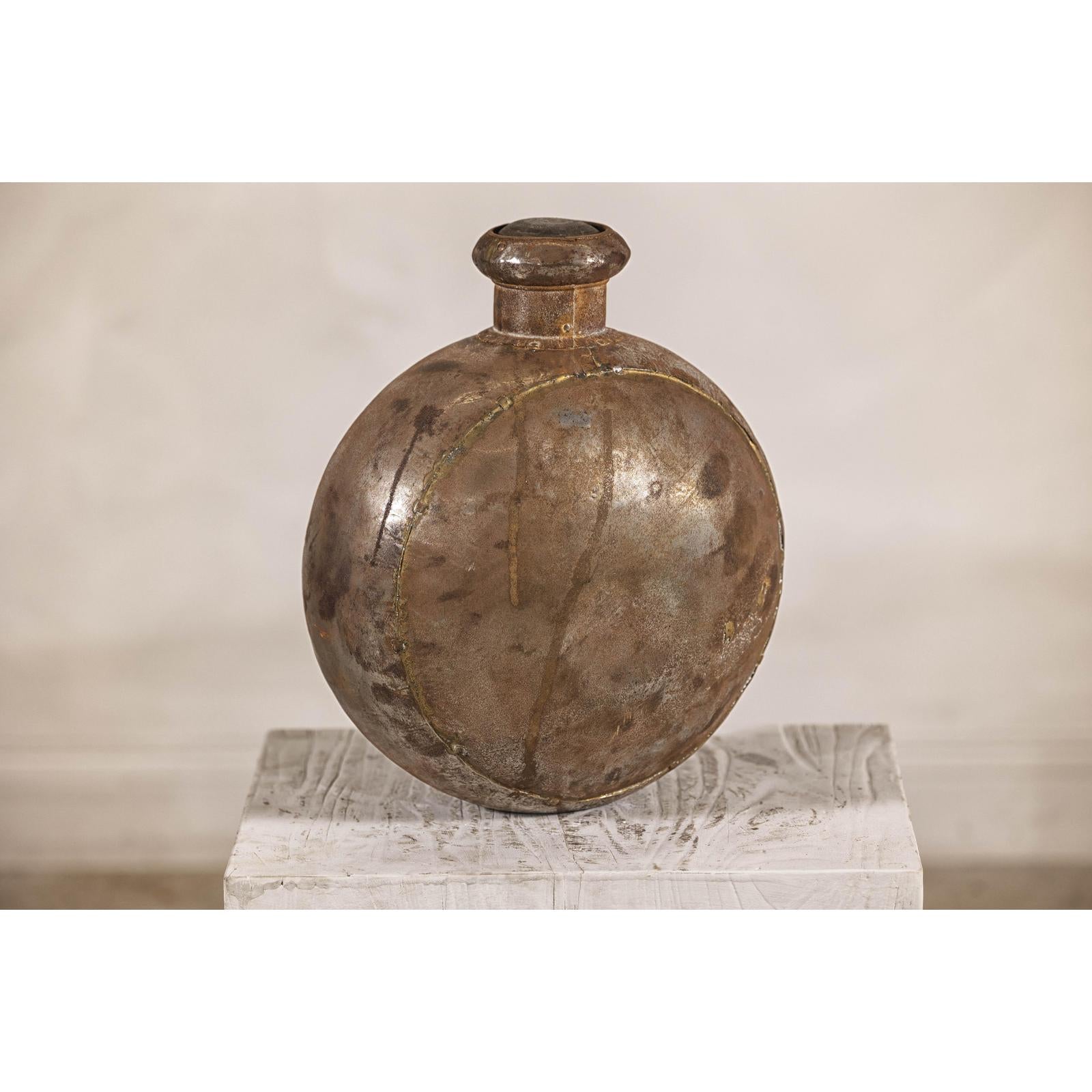 Antique Metal Surahi Decorative Water Vessel, Early 20th Century